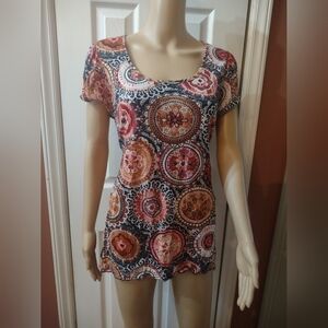 New Directions Woman's Size large short sleeve blouse shirt top